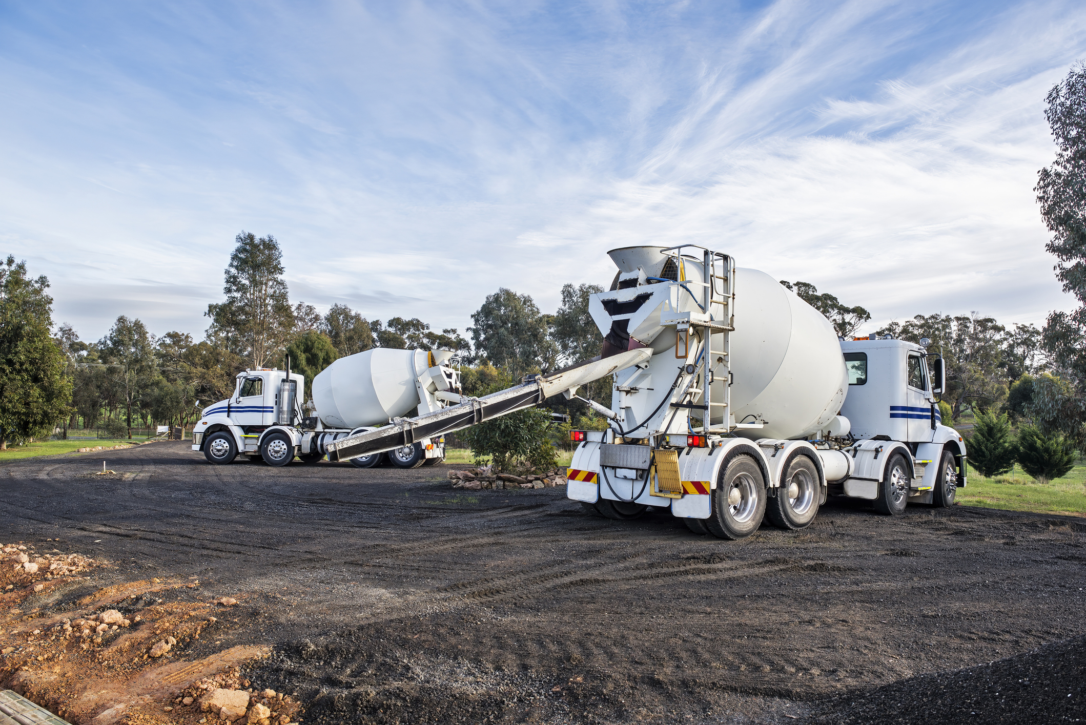 Cement trucks on construction site