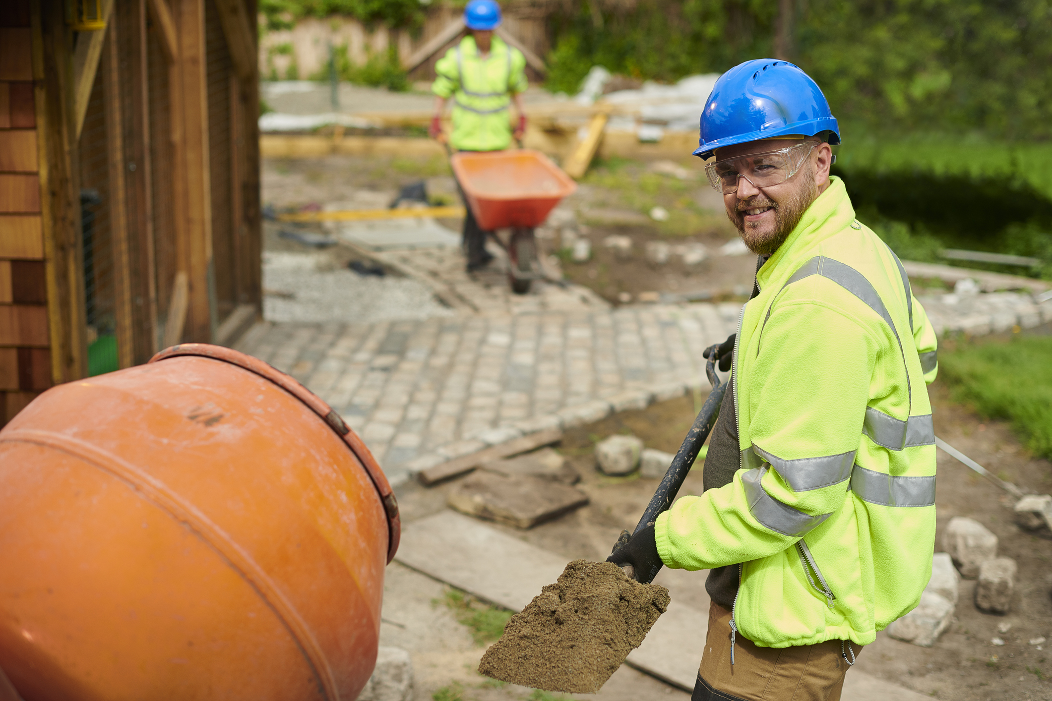 Men in hard hats at construction site