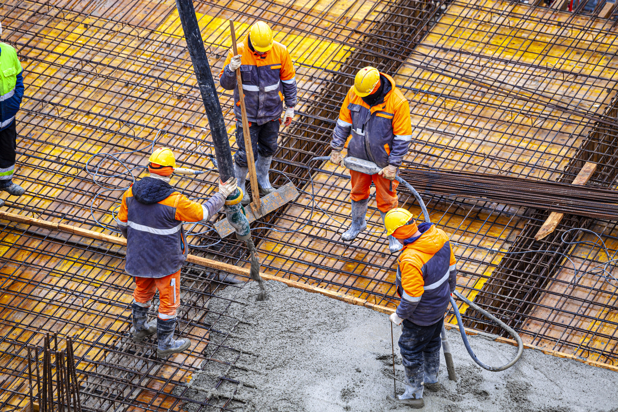 Crew working on building site