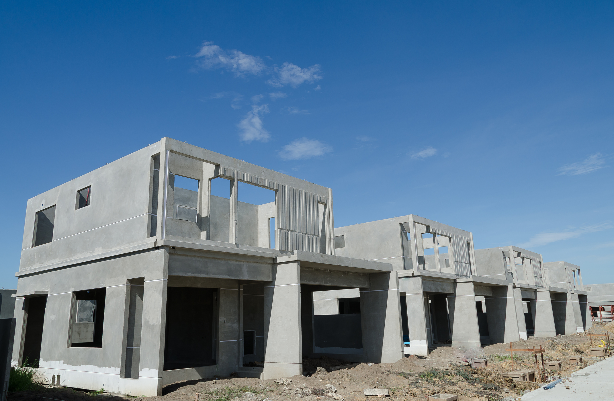 Incomplete building structures with open windows