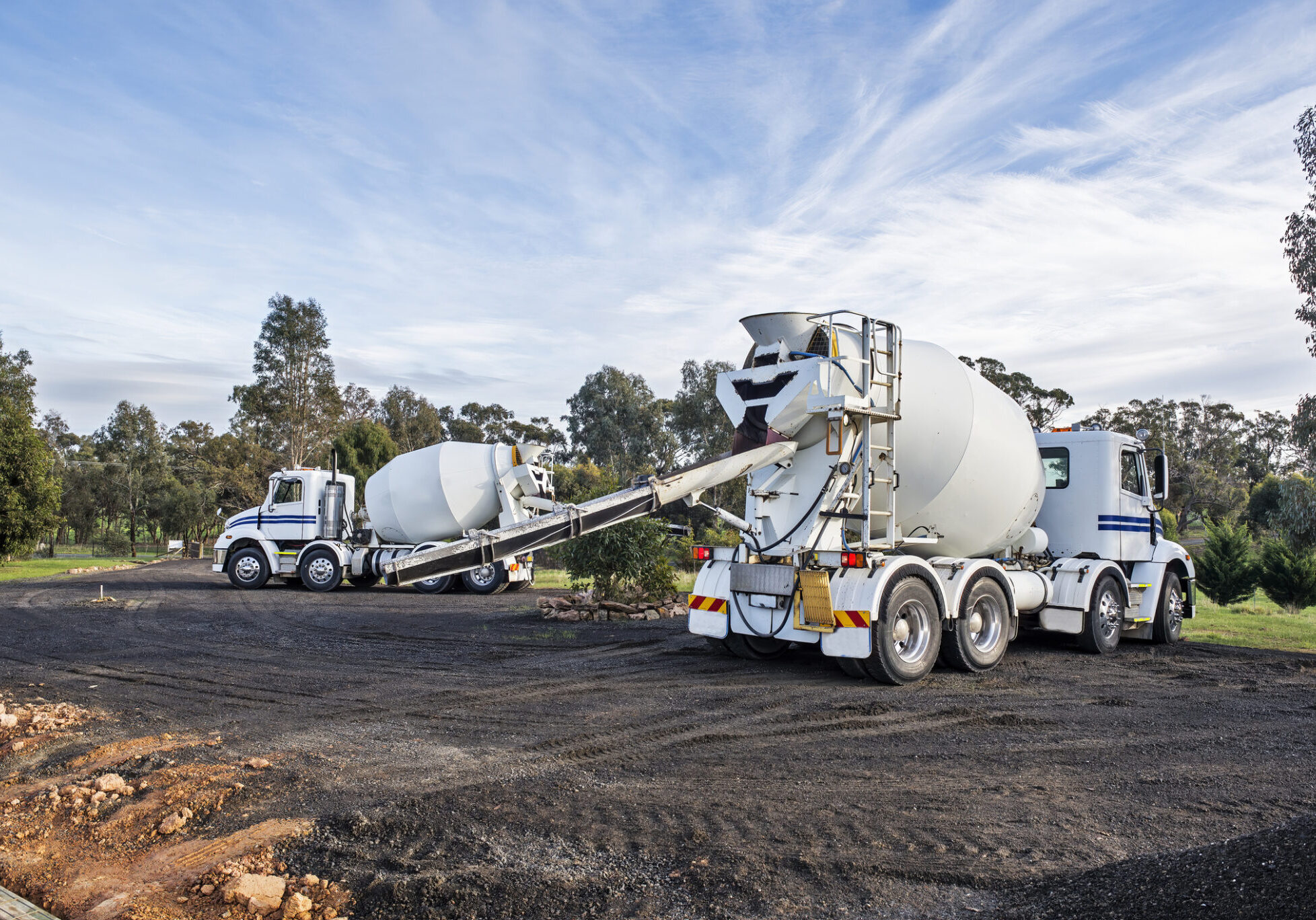 Cement trucks on construction site