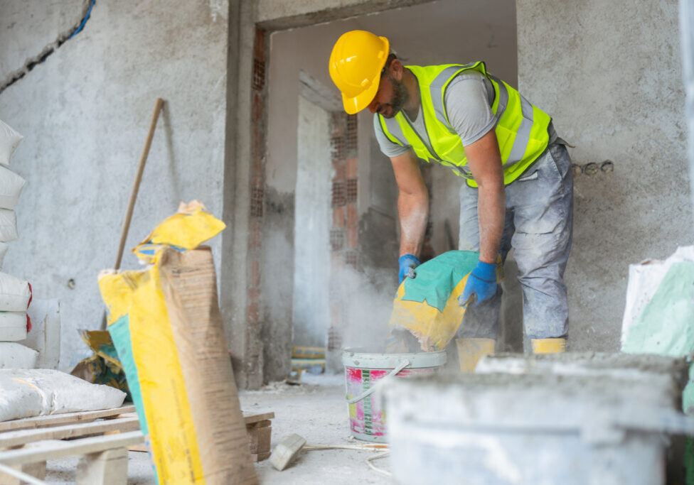 Man preparing construction materials