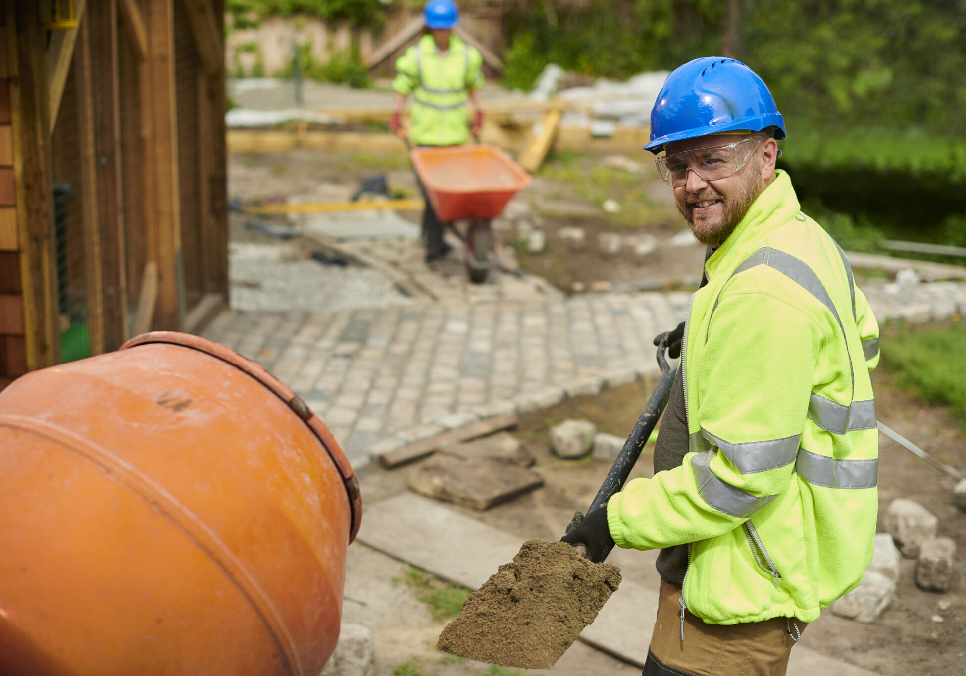 Men in hard hats at construction site