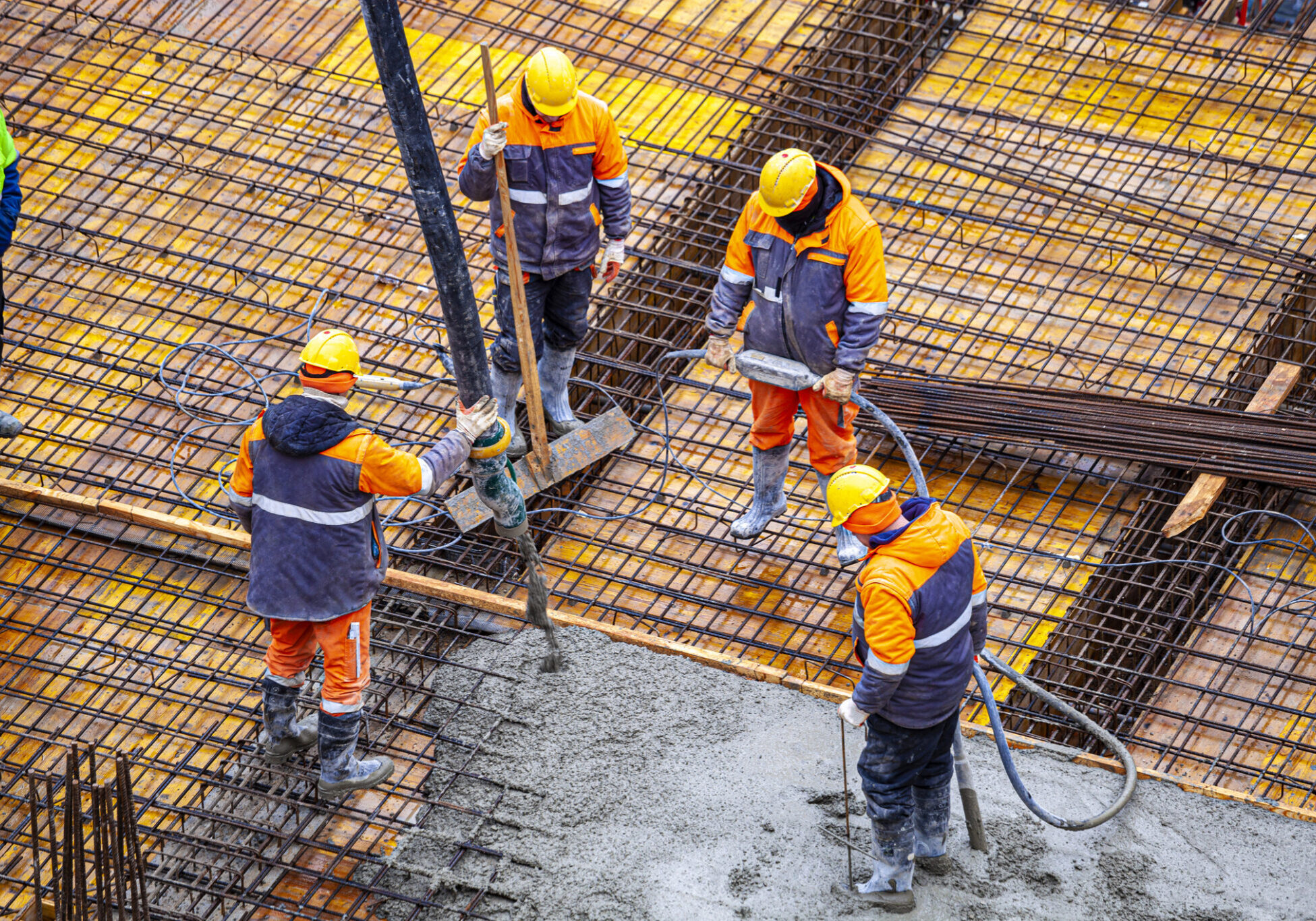 Crew working on building site