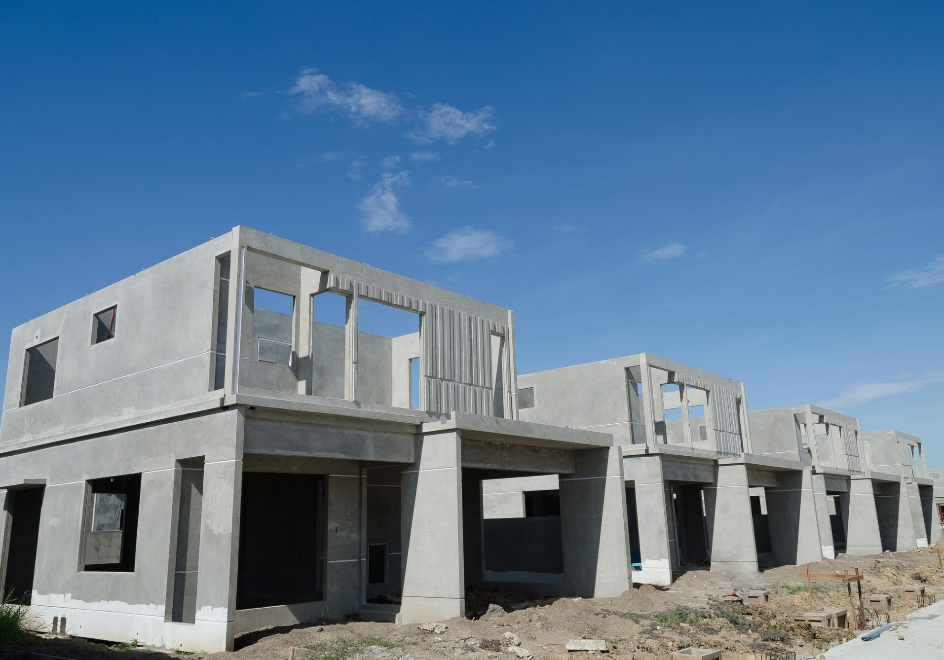 Incomplete building structures with open windows
